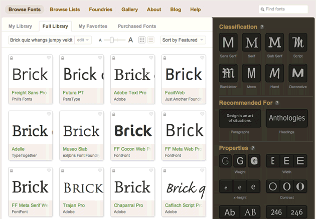 TypeKit website